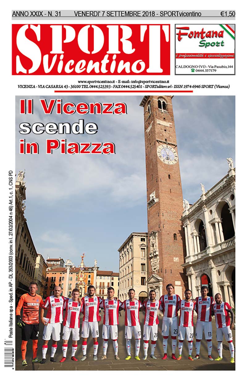 Prima pagina di SPORTvicentino in edicola da venerdì 7 settembre