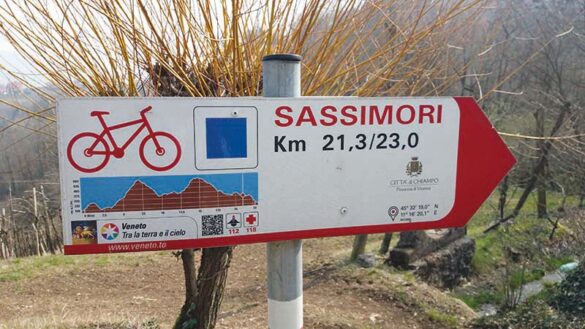 Percorso Sassi Mori sulle coline di Chiampo, percorribile in MTB o di corsa.